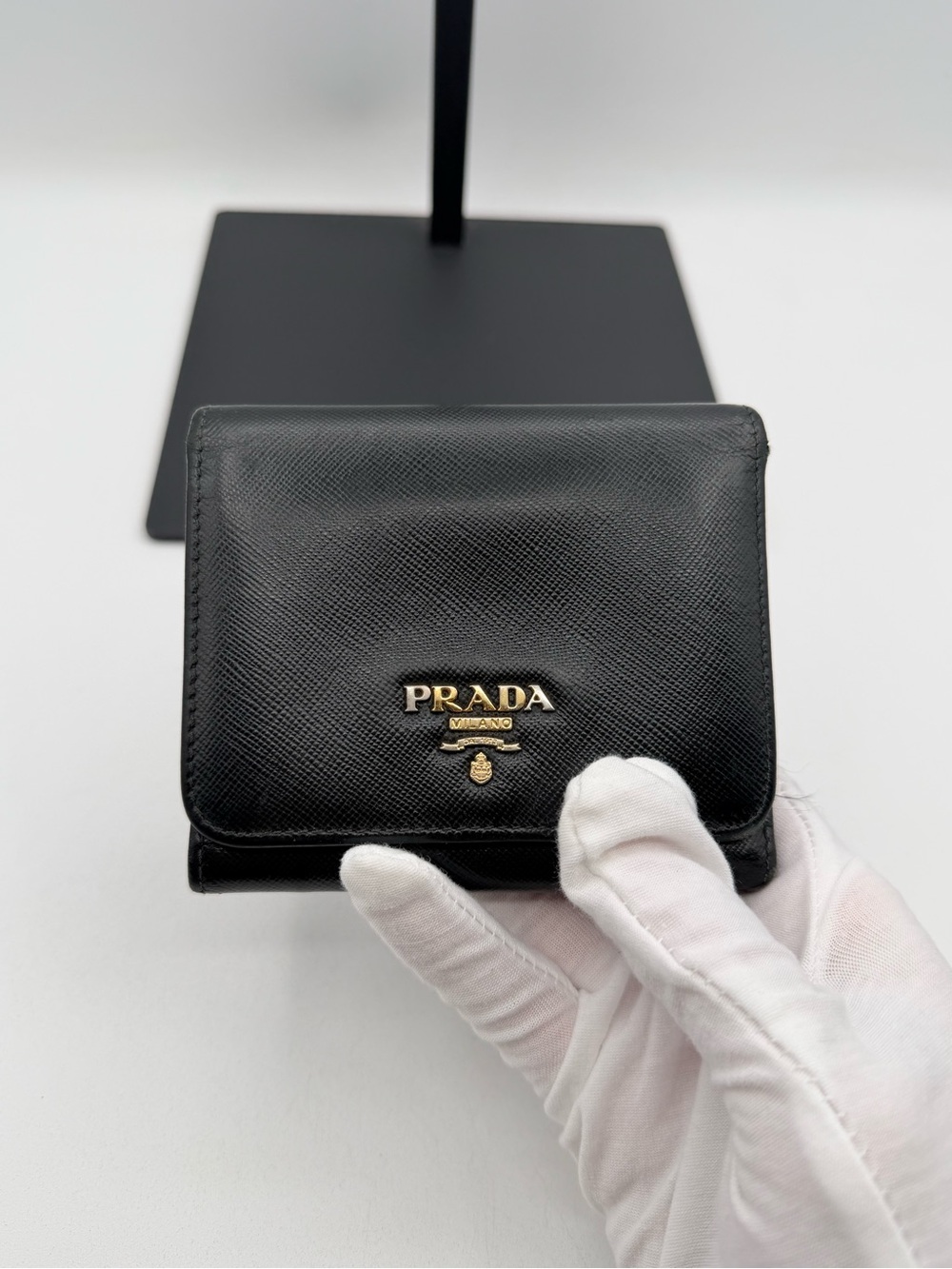 Prada Saffiano Leather Tri Fold Wallet